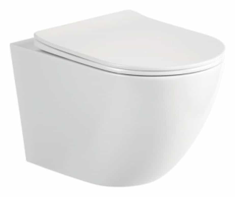 Vas WC suspendat rimless fara margini Sofia alb ceramica lucioasa cu capac soft close duroplast inchidere lenta T203 - 49x36x36cm